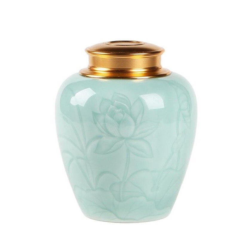 Funeral Urns for Human Ashes Cremation Urns Container for Ashes Ceramic Pet Urn Tea Storage Tin 1000ml Dog Memorial Urn