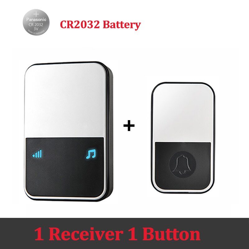 Wireless Doorbell Smart Ring Loud Chime Pager Welcome Household Long-Distance Electronic Home Security Button Timbre Door Bell: EU plug