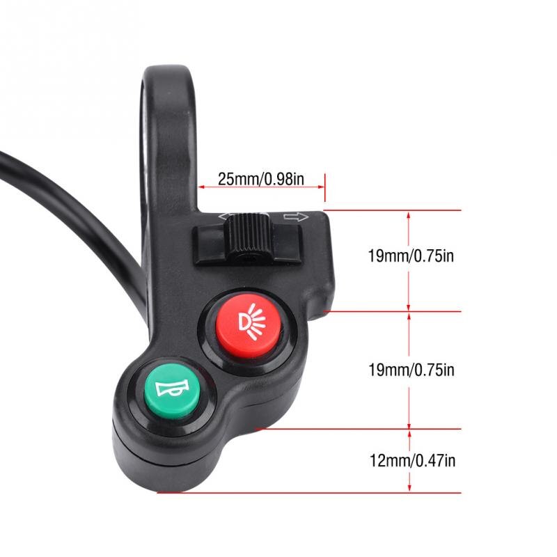 3 i 1 front lys horn knapp bryter elektrisk sykkel hode lys bryter horn blinklys til motorsykkel e-sykkel scooter