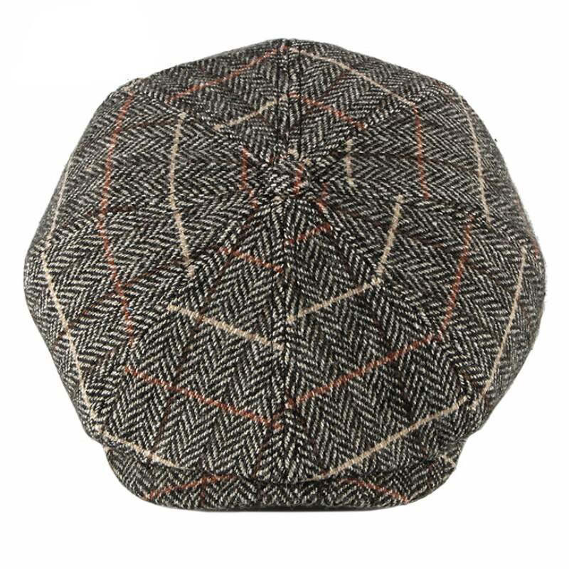 Gorro de Tweed Retro a cuadros para hombre, boina, informal, Czapka, gorros octogonales, Cappello Uomo, de invierno,