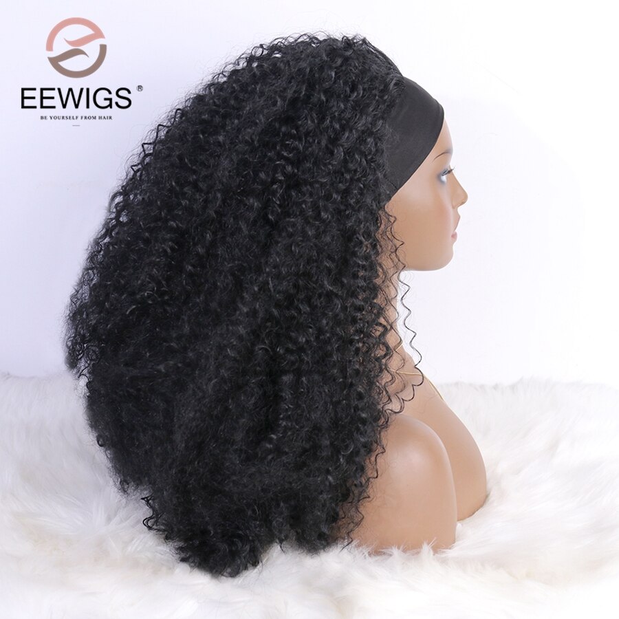 EEWIGS Lange Schwarze Perücke Mit Pony Maschine Gemacht Volle Perücke Glueless Hitze Beständig Gerade Synthetische Perücken Für Schwarze Frauen
