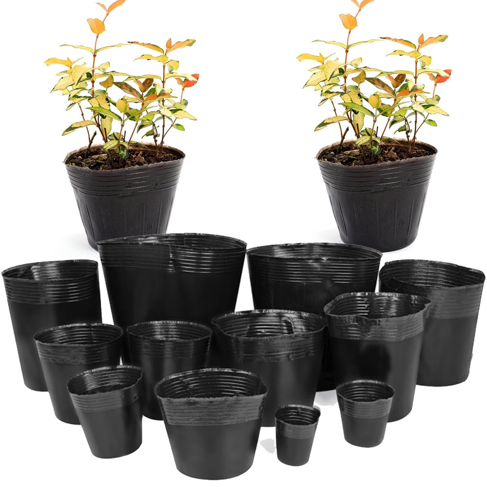 20-300PCS 15 Sizes of Plastic Grow Nursery Pot Home Garden Planting Bags for Vegetable Flowers Plant Container Starting Box