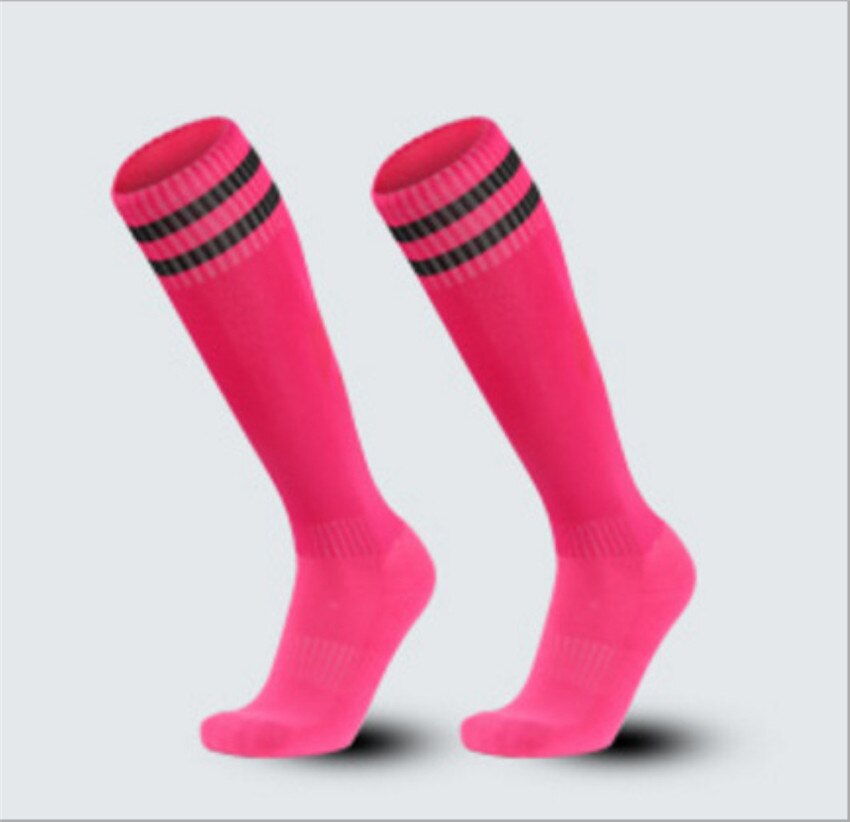 Calcetines de fútbol antideslizantes para niños, medias por encima de la rodilla para estudiantes, de rayas, 3 par/lote