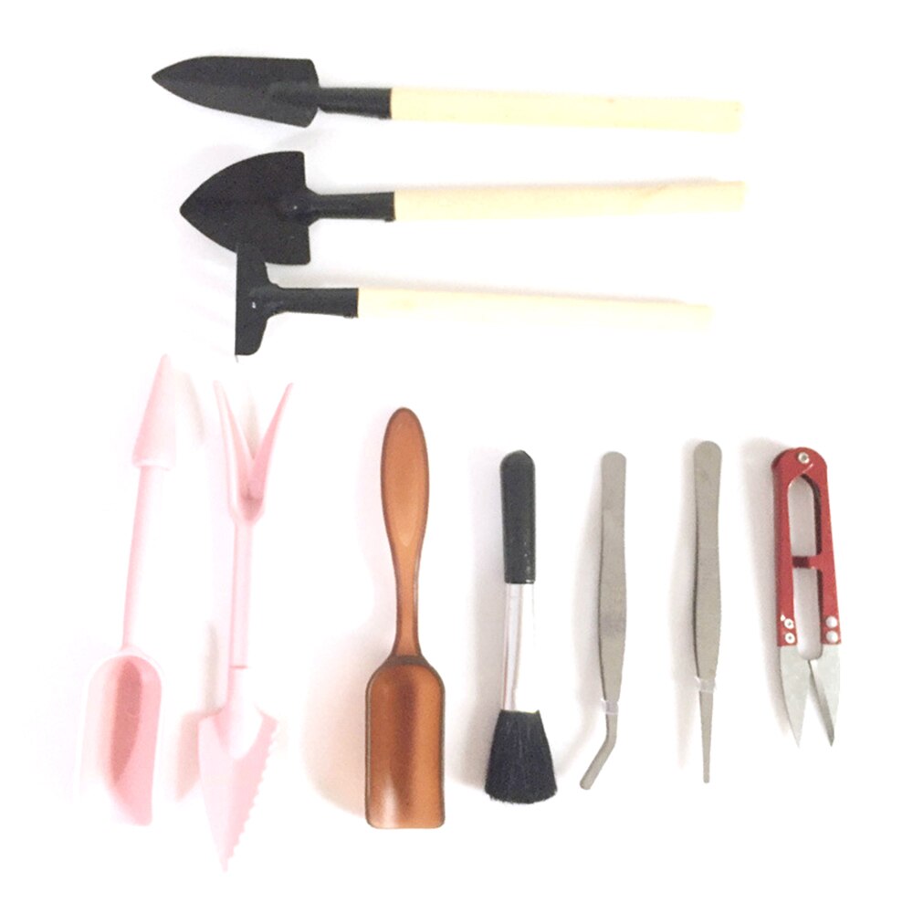 10 PCS Mini Garden Plant Tool Set with Wooden Handle Gardening Shovel Rake Tools Kits Balcony Home-grown Mini Digging Suits