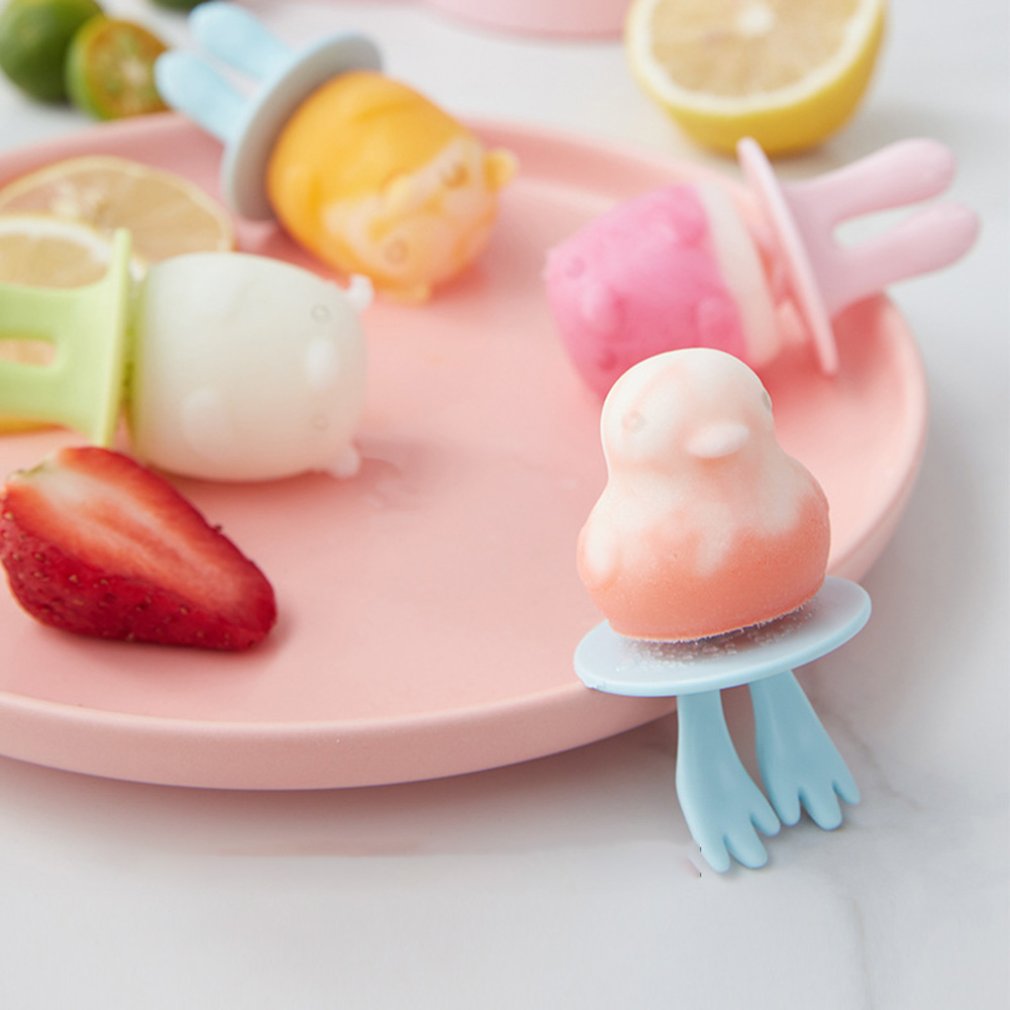 Silica Gel Ice-cream Mould with Lid Popsicle Mold Homemade Ice Cream Mold with Plastic Rod Reusable Cake Molds