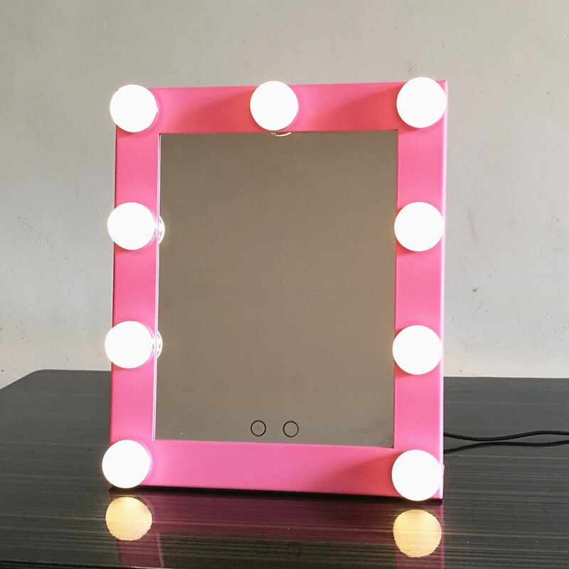 Hollywood Style Lighted Makeup Mirror with Lights Cosmetic Beauty Vanity Mirror Dimmable led Bulbs Make-up Mirrors: Pink