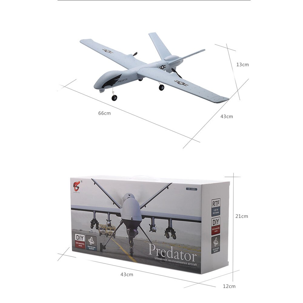 Model Gliders RC Plane 2.4G 2CH Predator Z51 Remote Control RC Airplane Wingspan Foam Hand Throwing Glider Toy Planes