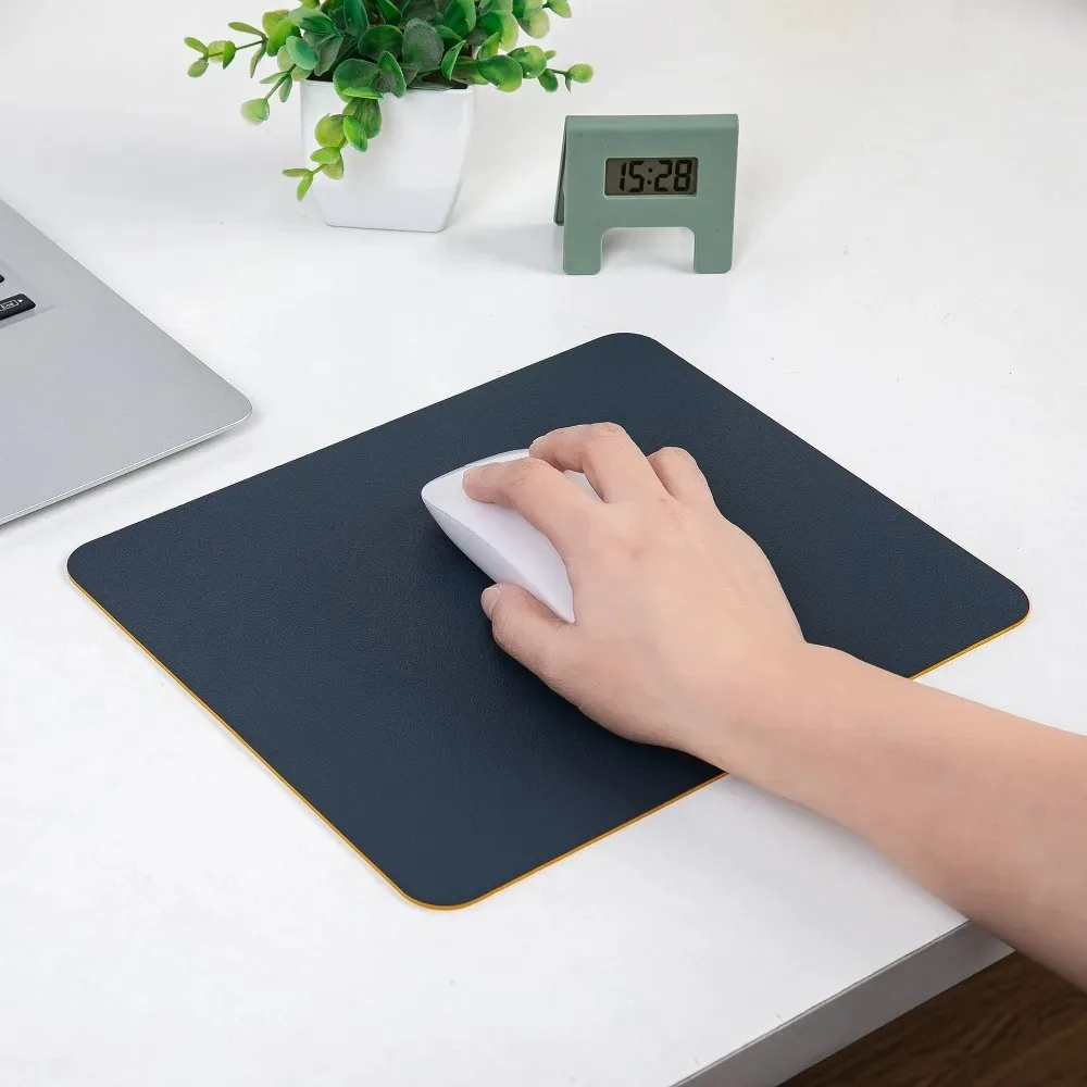 Simple Solid Color PU Leather Mouse Mat Anti-slip Waterproof 23*19cm Mouse Pad School Supplies Office Accessories Desk Set