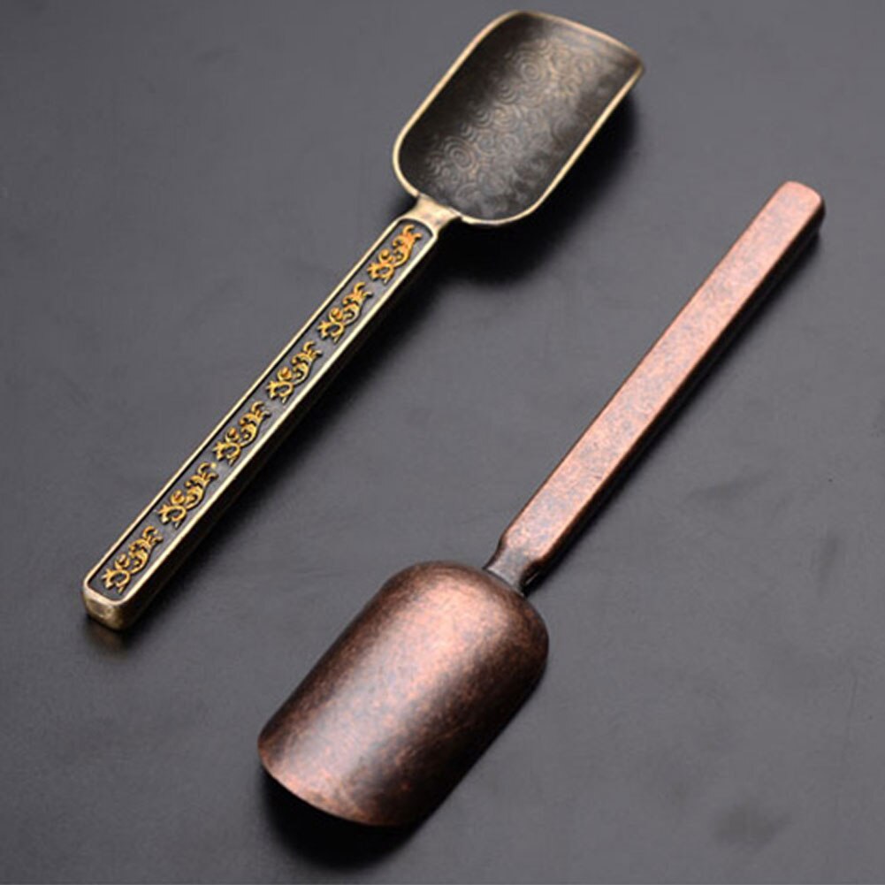 Chinese Tea spoons Copper Tea Scoop Spoon Tea Leaves Chooser Holder Chinese Kongfu Tea Accessories Tools