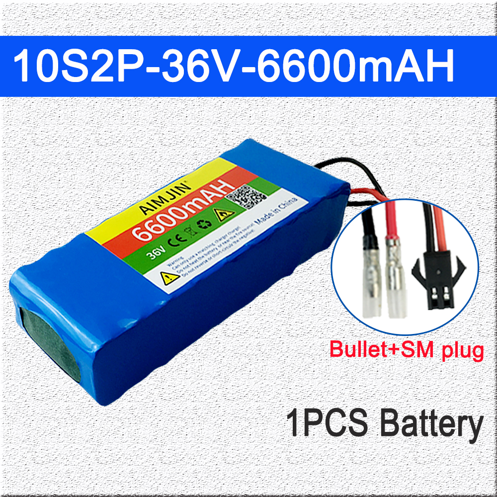 10S2P 36V 18650 6.6Ah Lithium Battery Pack Built-in BMS,For Electric 36V Scooter Bicycle: Lavender