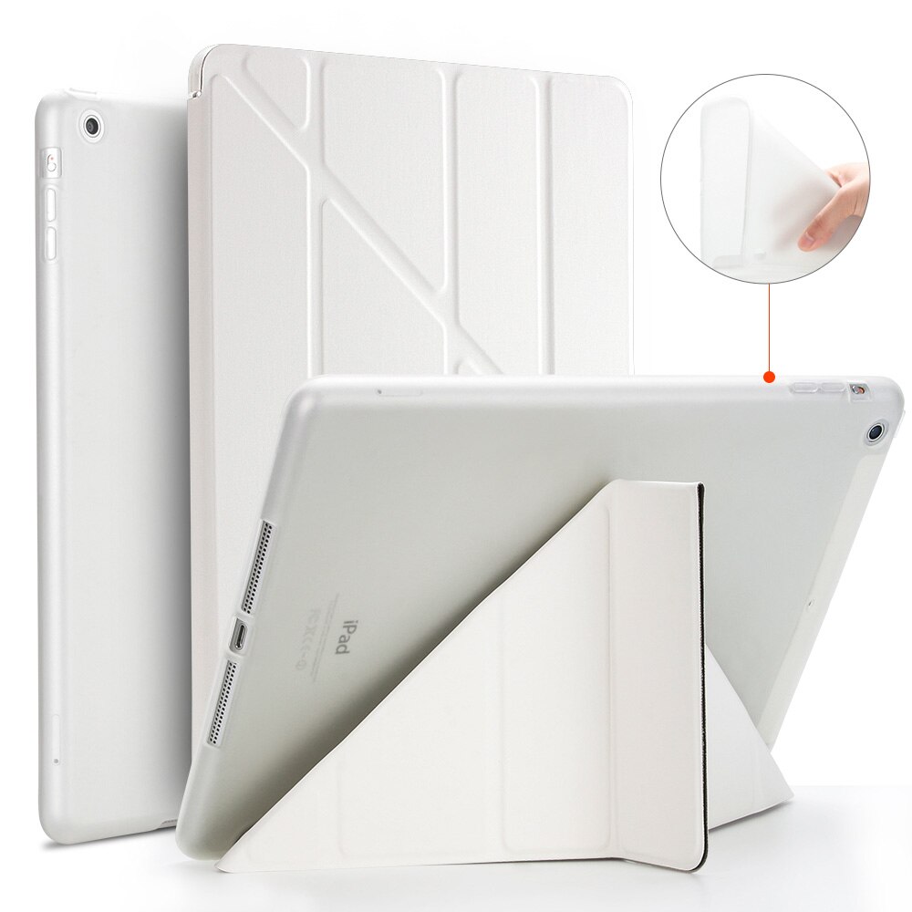 Etui do iPada powietrza, etui z klapką stań etui do iPada 5, PU skóra pełni etui do iPada A1474 A1475 A1476 smart cover dla ipad Air 1 przypadki: White