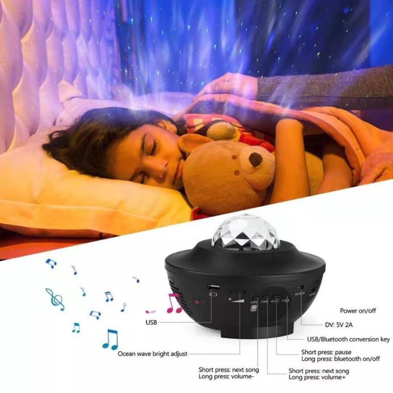 Kleurrijke Projector Sterrenhemel Night Blueteeth Usb Voice Control Muziekspeler Kid 'S Nachtlampje Romantische Galaxy Projector Lamp