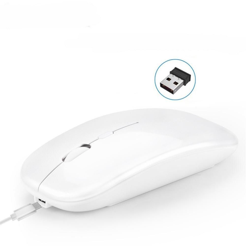 Wireless Touch Mouse Optical USB Receiver Slim Silent Ergonomic Magic Mice For Apple Mac OS Windows Computer Laptop PC: 2.4Ghz White