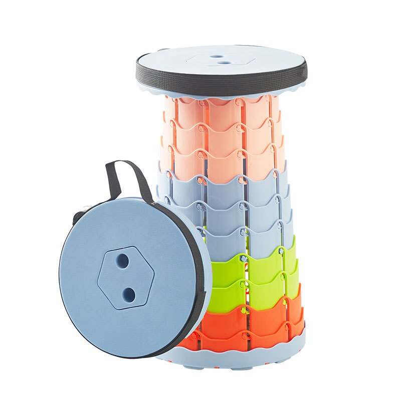 Plastic Stool Folding Stool Portable Outdoor Adjustable Telescopic Stool Net Red Train Subway Stool Giveaway: Candy colors