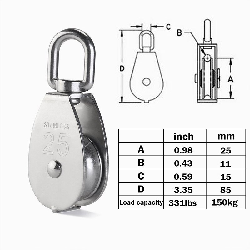 4Pcs M25 Enkele Katrol Blok, 304 Rvs Katrol Roller... – Grandado