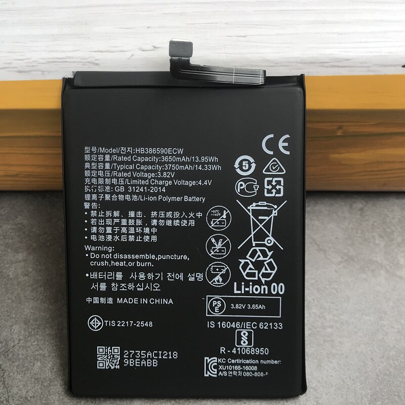 3750mAh Original Battery HB386590ECW For Huawei Honor 8X Nova 5T YAL-L21 YAL-L61 YAL-L61A YAL-L61D YAL-L71 YAL-L71A YAL-LX1