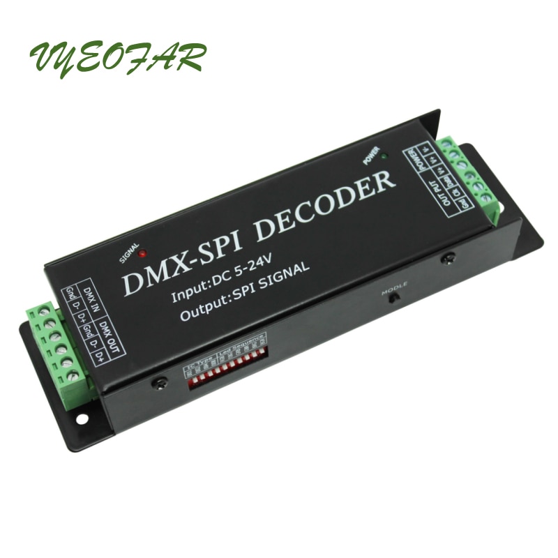 LED DMX TO SPI Decoder for 2801 6803 2812 2811 IC Strip DC5V 12V 24V Input DMX512 SPI TTL Pixel Signal Converter Controller