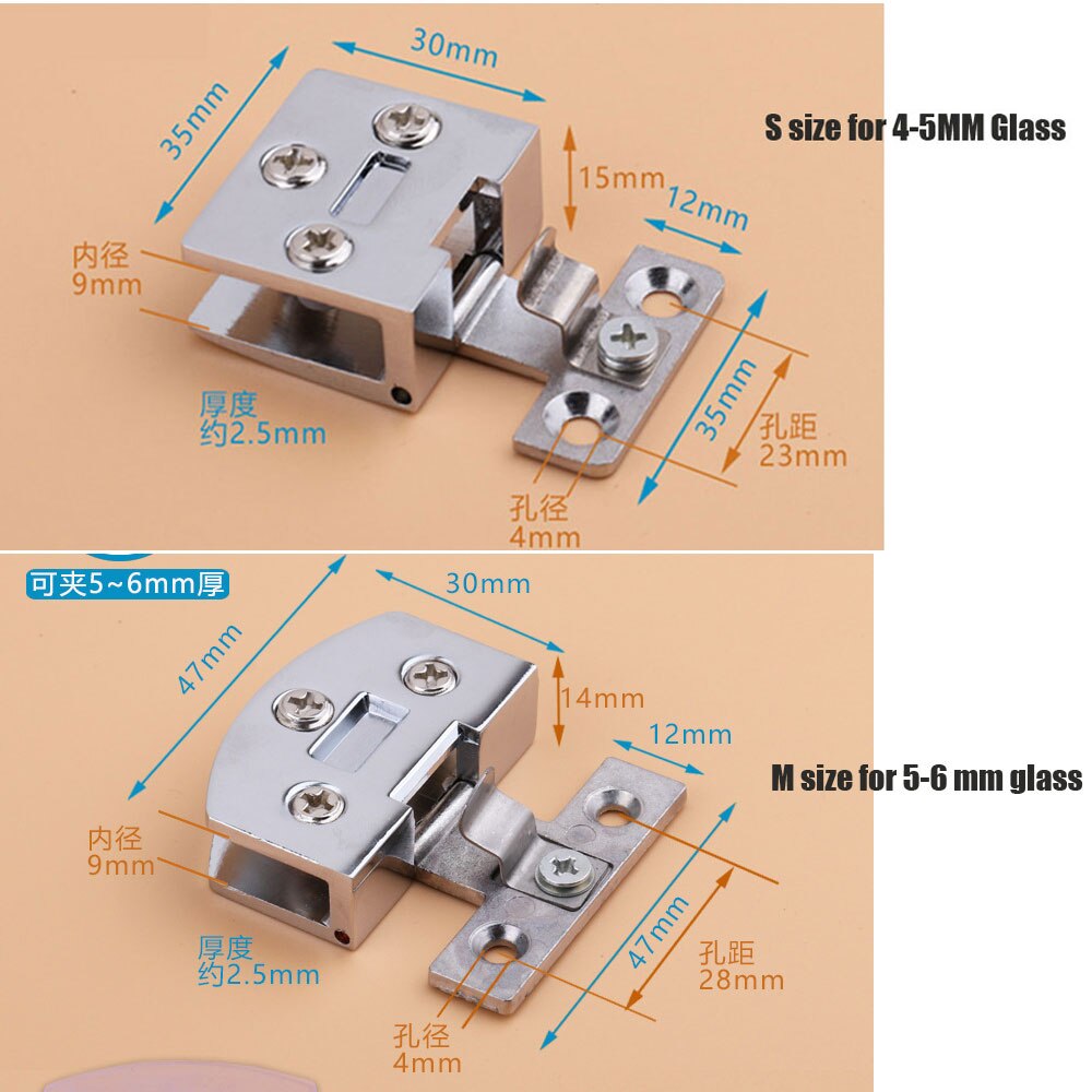 8 Pcs Fitting Glass Door Hinge Glass Clamp Bright Brushed Black Galss Clamp Cabinet Door Hinges Cabinet Hinges Swivel Clamp