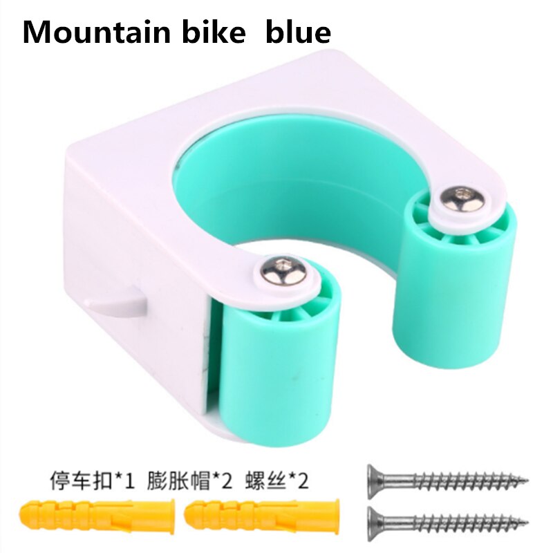 Estante de estacionamiento para bicicleta con hebilla, gancho de pared portátil, expositor para bicicleta de montaña o carretera, soporte vertical para almacenaje: A blue