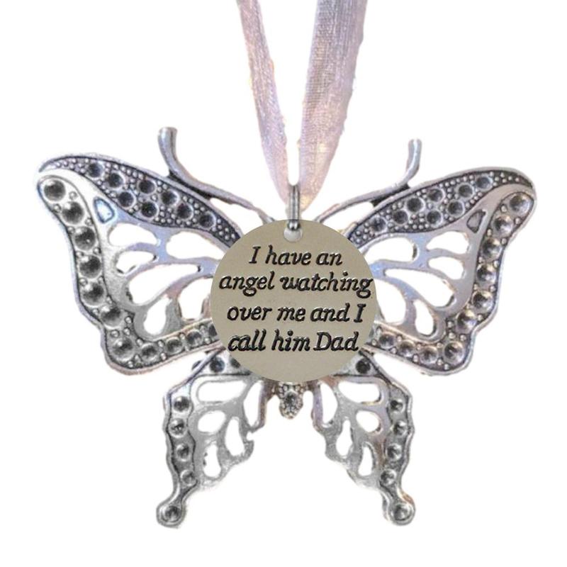 Colgante de aleación con memoria de mariposa, adorno de recuerdo con imagen de mariposa, de Decoración de cumpleaños, familia conmemorativa: Gris claro