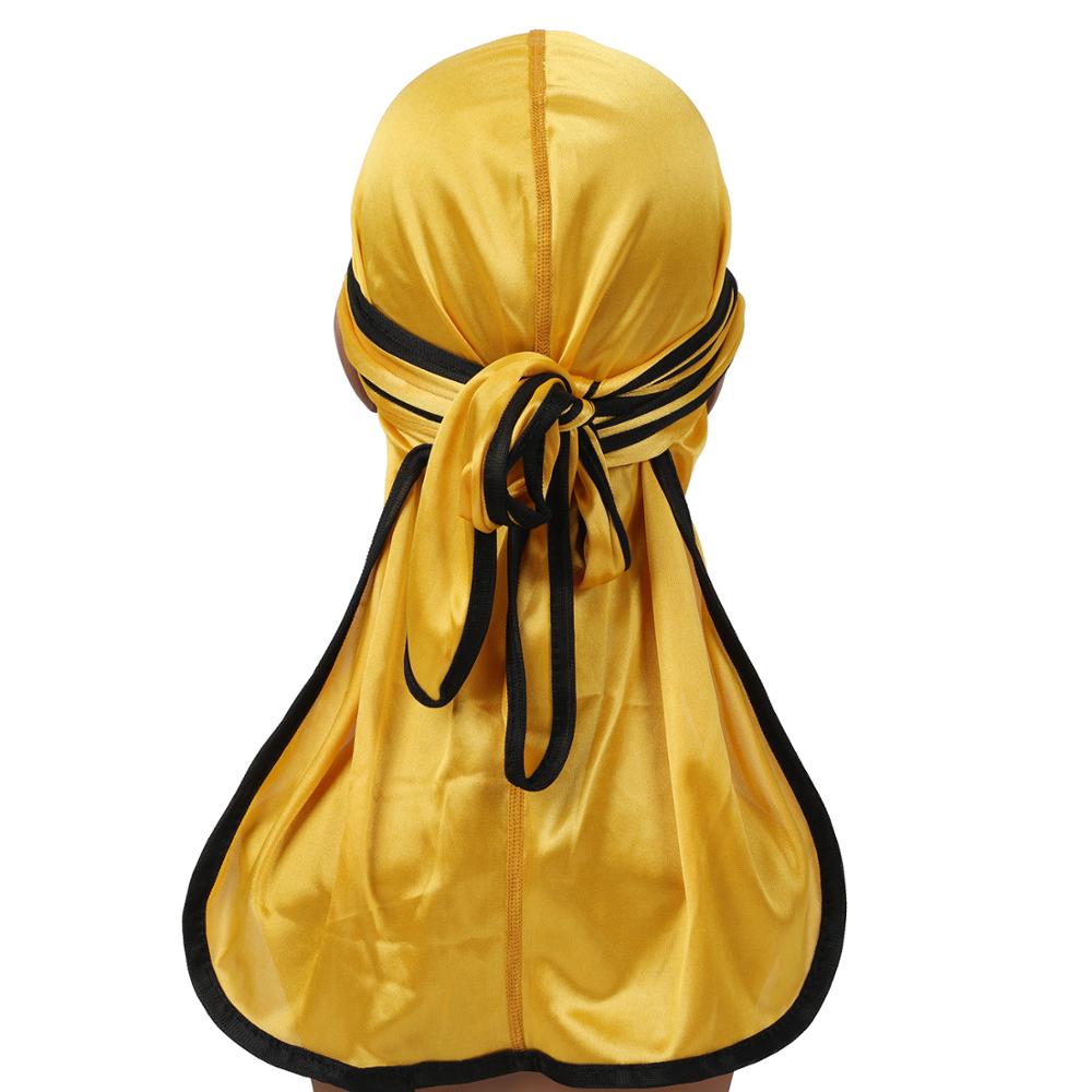 Men's Durag Satin Doo rag Solid Color Bandana Silky Turban: Gold