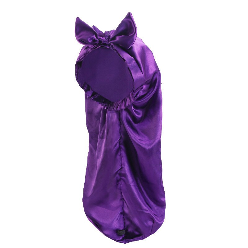 Bonnet de nuit en Satin pour femmes, Turban en soie, Invisible, plat, réglable, avec nœud, coiffant, pour la nuit: Violet