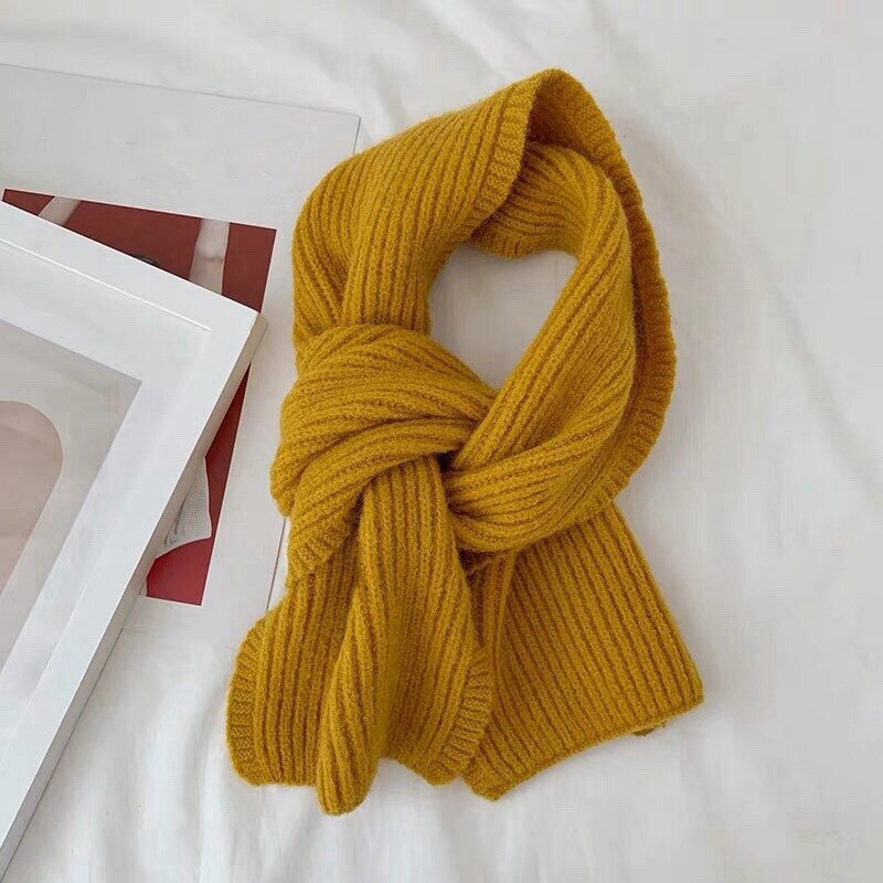 Scarf Female Winter Solid Color Short Wool Knitting Student Autumn and Winter Japanese Soft Collar All-Match