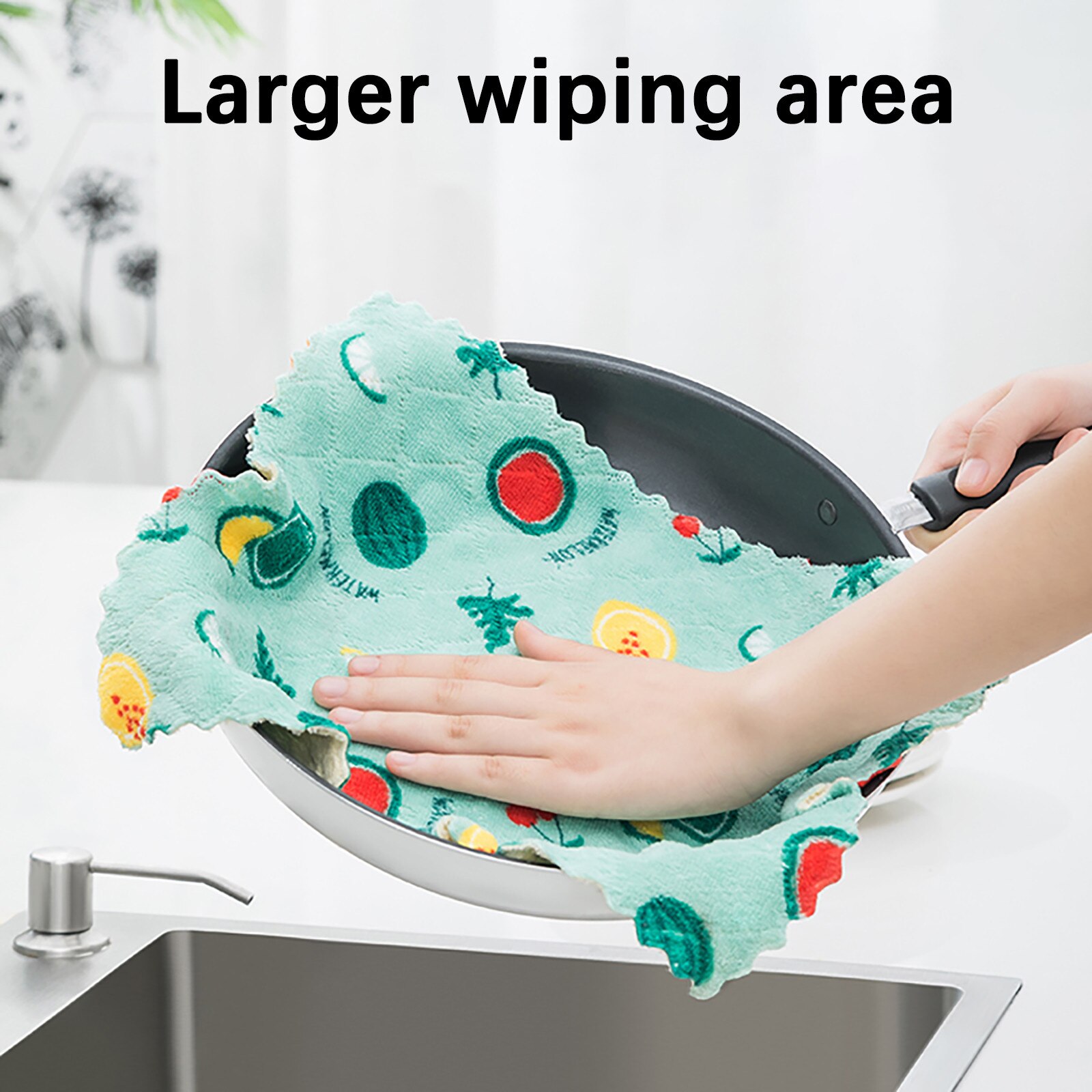 Chiffon de nettoyage multi-usages, chiffon imprimé Double face, dessin animé, serviette à vaisselle, molleton de corail, élimine les taches, outils de nettoyage de cuisine