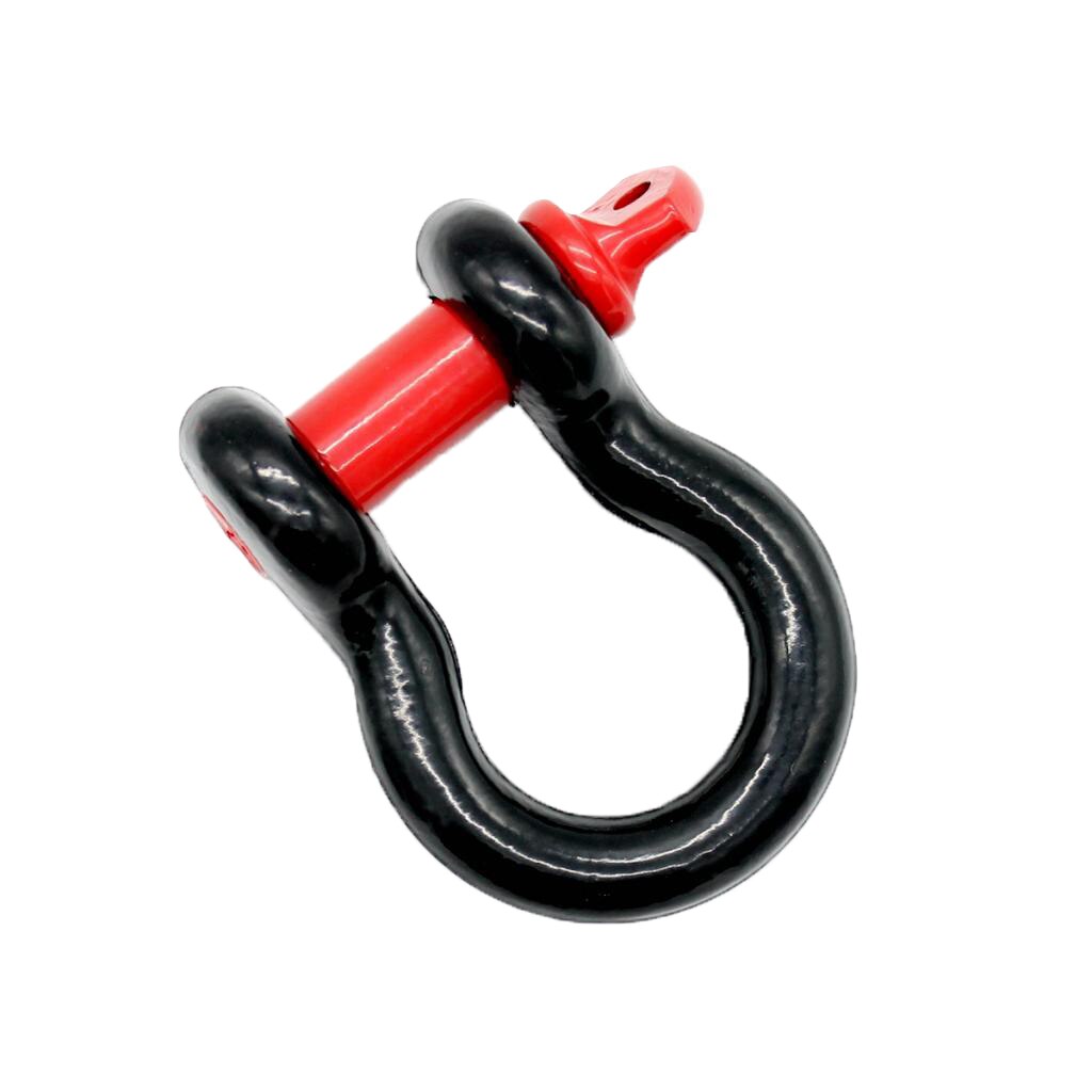 3/4" Bumper Tow Trailer Hook 4.75 Ton D-Ring Bow Shackle Red+Black