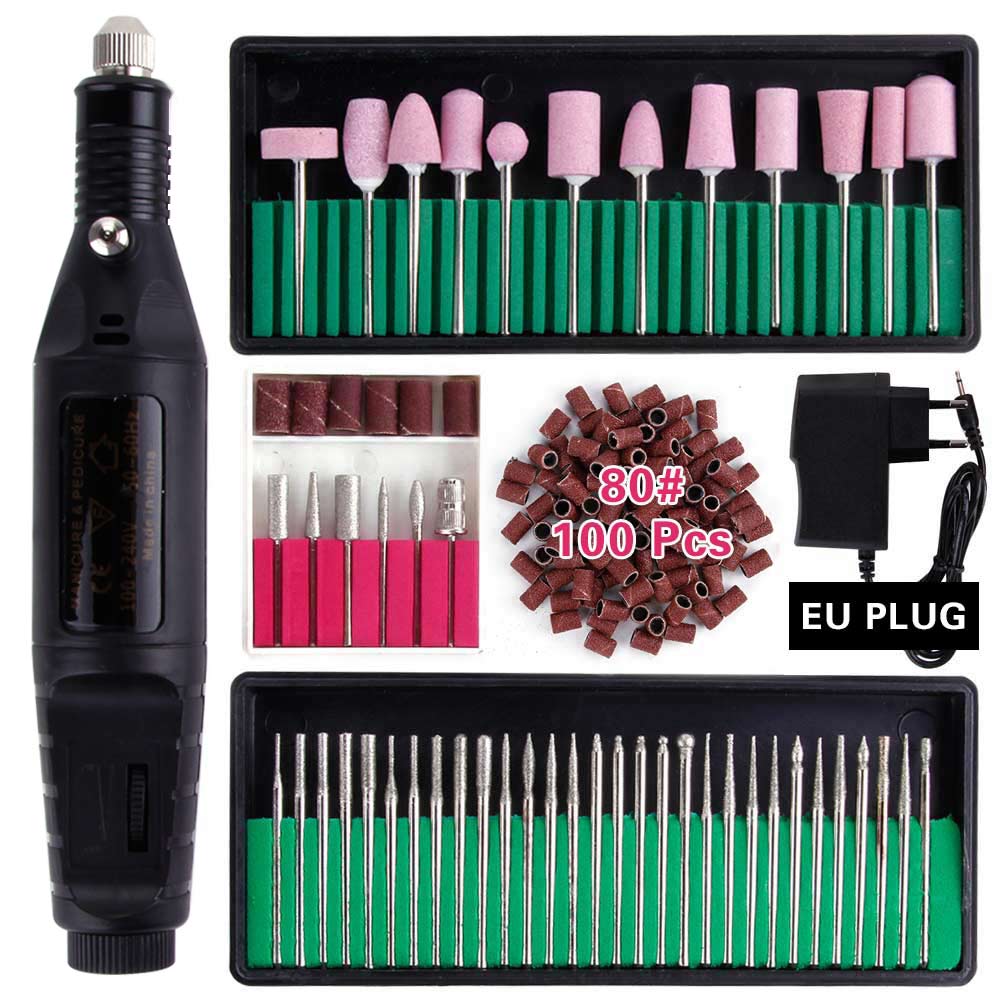 Fresas de cerámica para manicura eléctrica, conjunto de herramientas para pulir uñas, limas para arte , pulidora y pedicura: Set F EU Plug