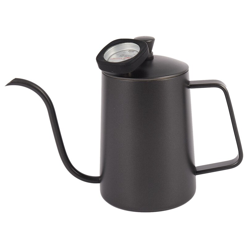 600Ml Stainless Steel Coffee Kettle Gooseneck Spout Teapot with Thermometer: Default Title