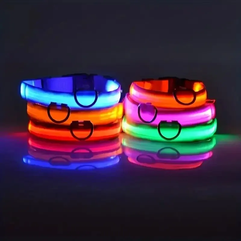 Collar de perro con luz LED, Collar de seguridad para caminar de noche, parpadeo que brilla en la oscuridad, Collar de batería para perro pequeño, mediano y grande
