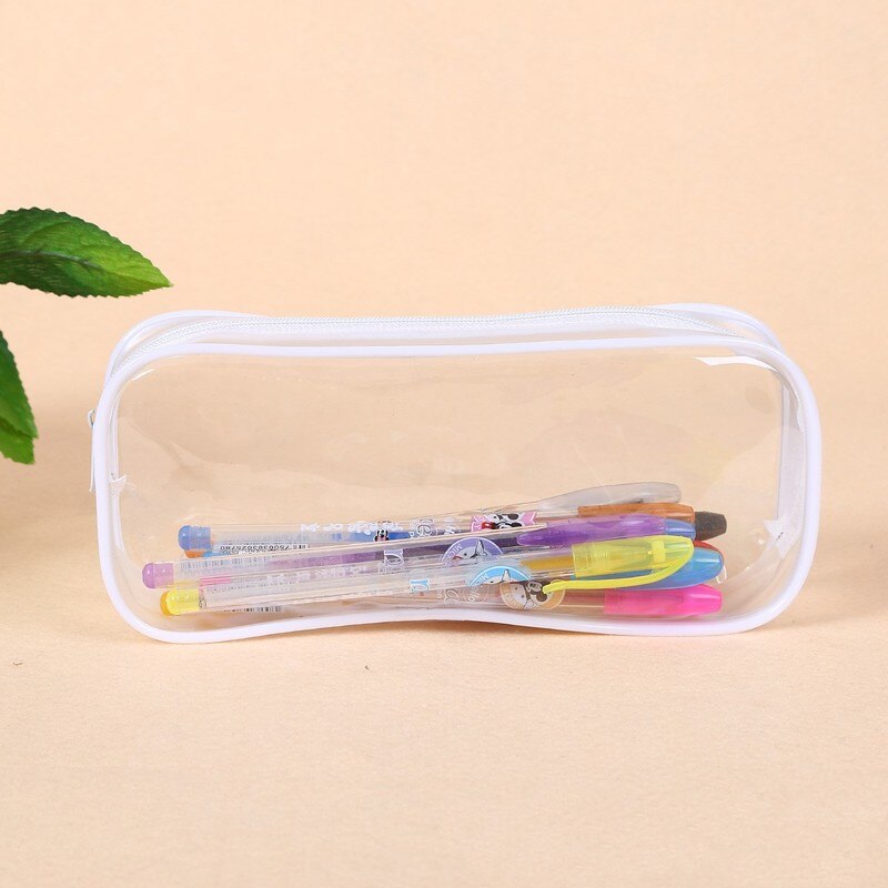 Transparent PVC Waterproof Pencil Case Korean Stationery School Office Supplies Qualities Simple Style Pouch