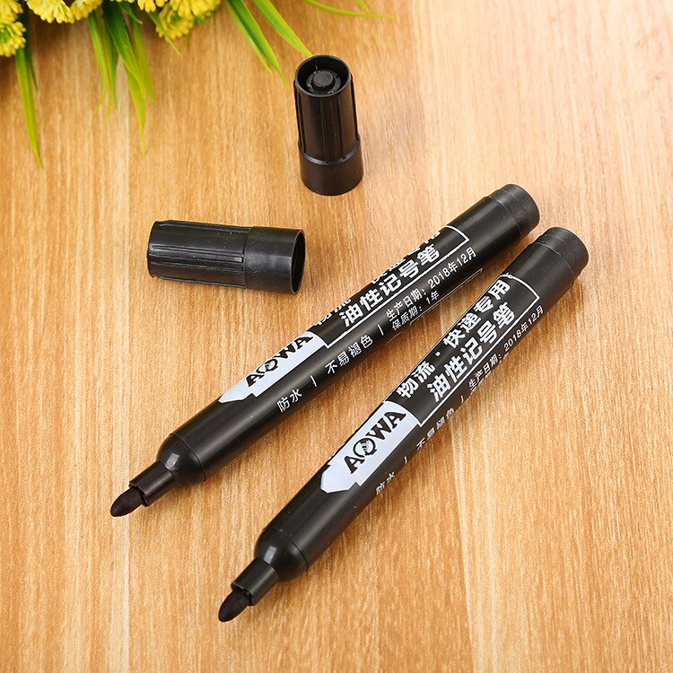 5 uds marcador permanente de pintura grasa impermeable negro pluma para neumático de marcadores de secado rápido bolígrafo de firma de papelería suministros: black