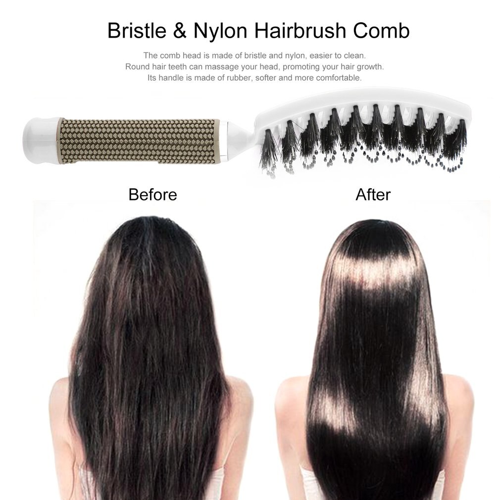 Vrouwen Haar Hoofdhuid Massage Kam Varkenshaar En Nylon Haarborstel Natte Krullend Ontwarren Haar Borstel Voor Salon Kappers Styling Tools