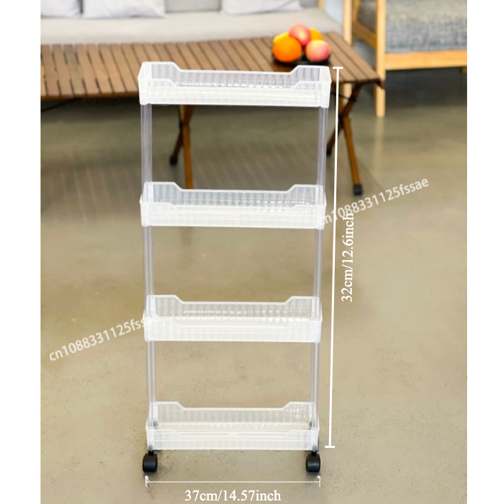 Acrylic Clear Trolley Rack Movable Rolling Utility Cart Narrow Gap Storage Rack with Wheels Bathroom Removable Shelf 2/3/4 Layer