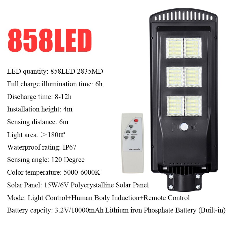 600W 1200W 1800W Polycrystalline Solar Panel LED Street Lights Remote Control IP65 Waterproof Outdoor Garden LED Solar Wall Lamp