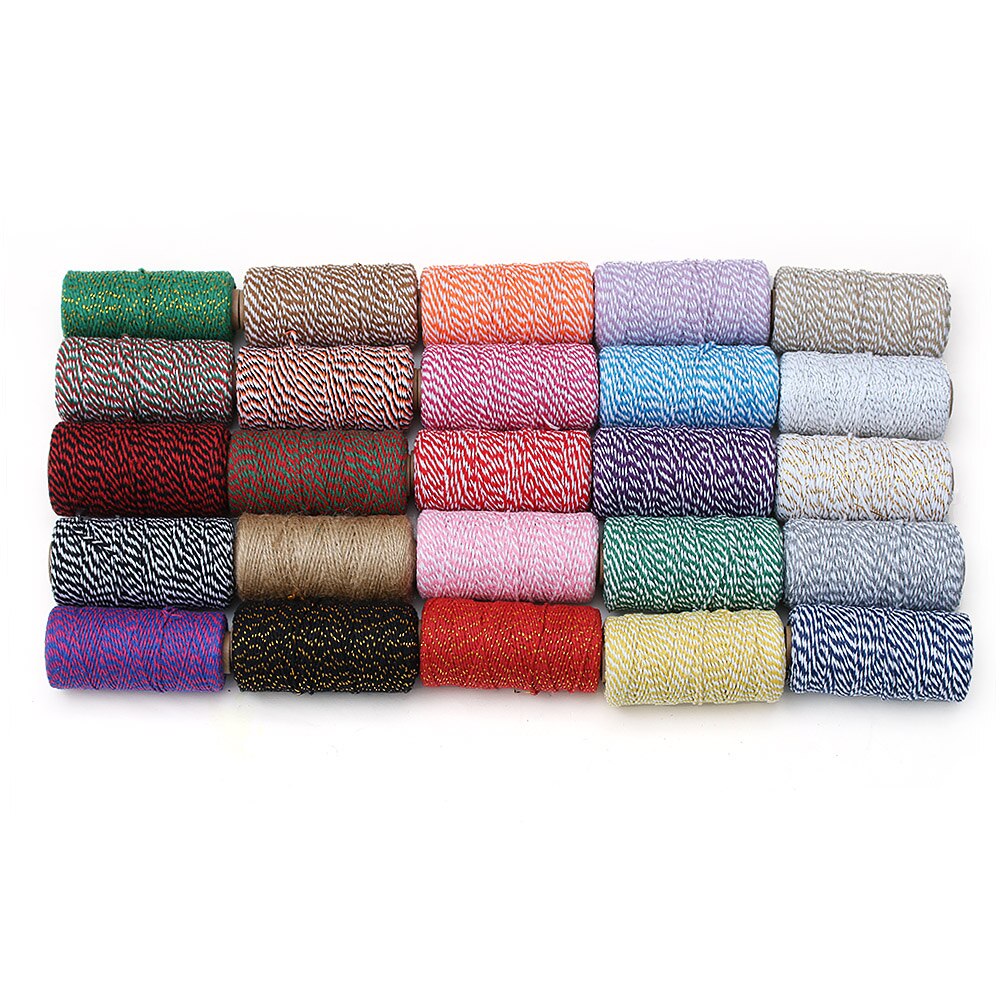 100m/roll 2ply Bakers Twine String Cotton Cords Rope for Home Decor Handmade Christmas Packing Craft Projects DIY
