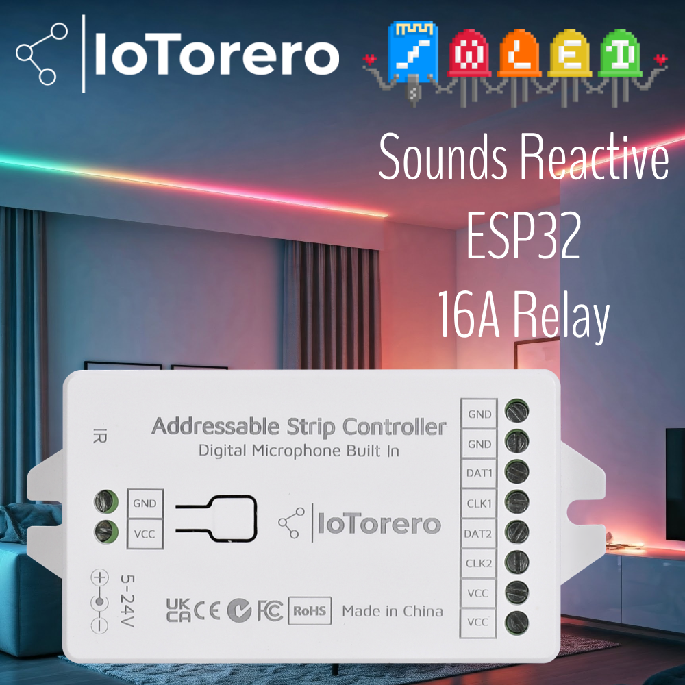 IoTorero WLED ESP32 Controller per strisce indirizzabili Relè 4CH 16A Costruito in WS2811 WS2812B WS2814 WS2815 Funziona con l'Assistente domestico