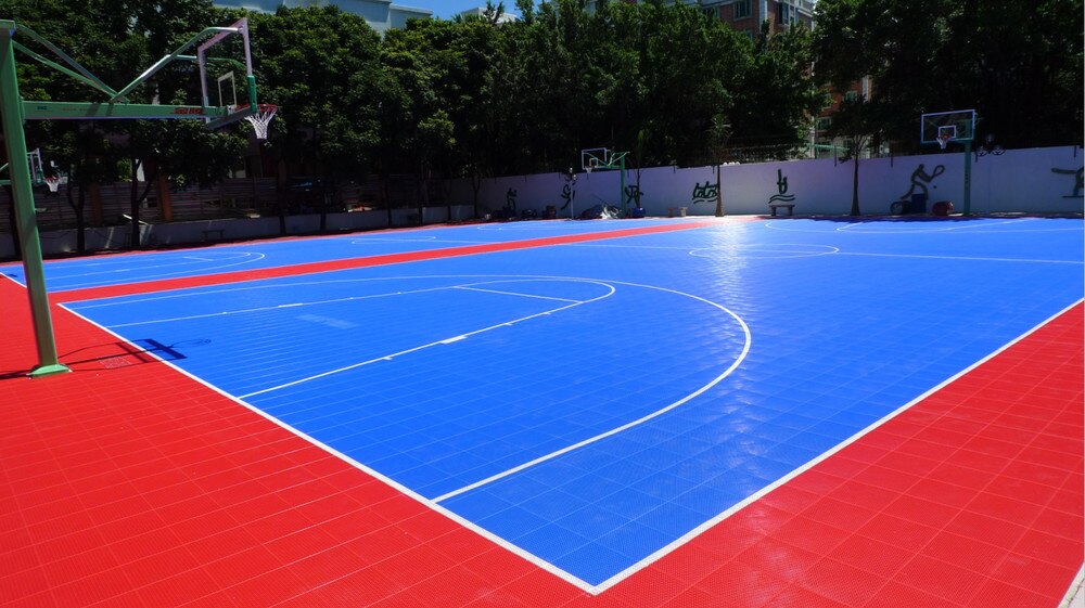 colorful interlock basketball floor for