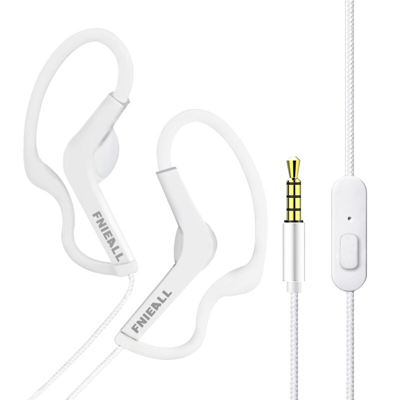 Ear Hook 13MM Sport Running Bass Headphones Ears Painless Earphone Control HiFi for iPhone /Xiaomi IOS Android Smart Phones: S2 WHITE