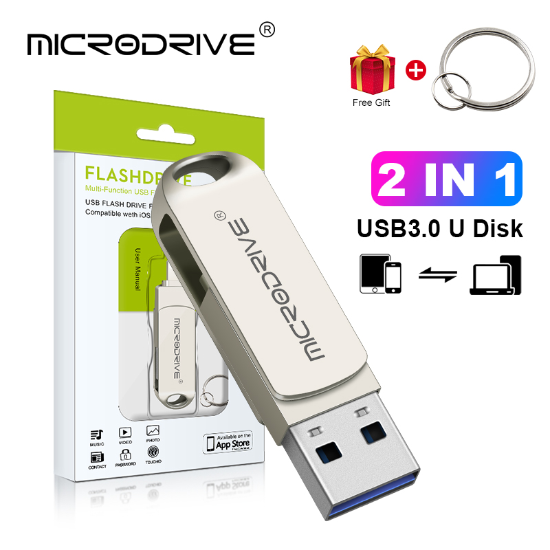 Metalowy pendrive otg, flash usb 3.0, pendrive 32gb 64gb 128gb 256gb, pendrive usb do iphone'a, ipada/lightning, ios