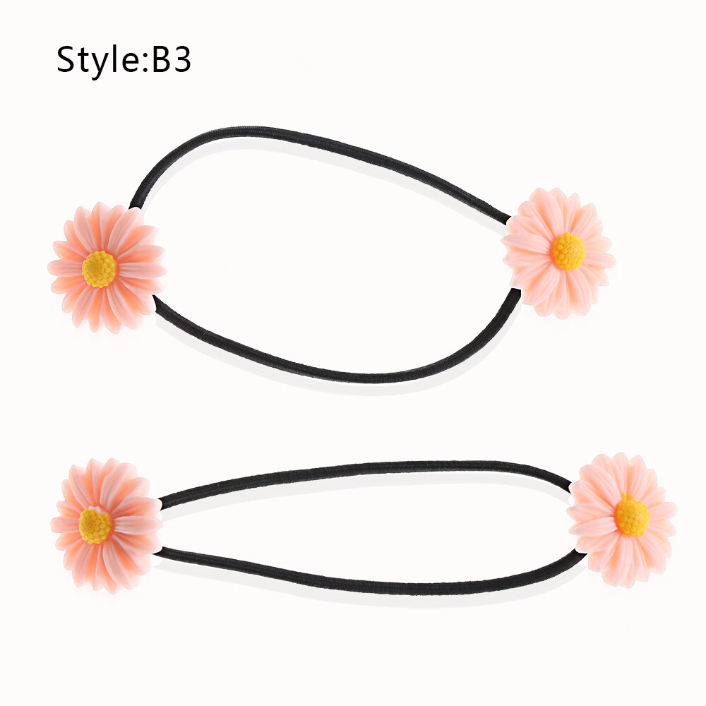 Mini coletero con de margaritas para niña y mujer, accesorio elástico para el cabello, 2 unidades: B3