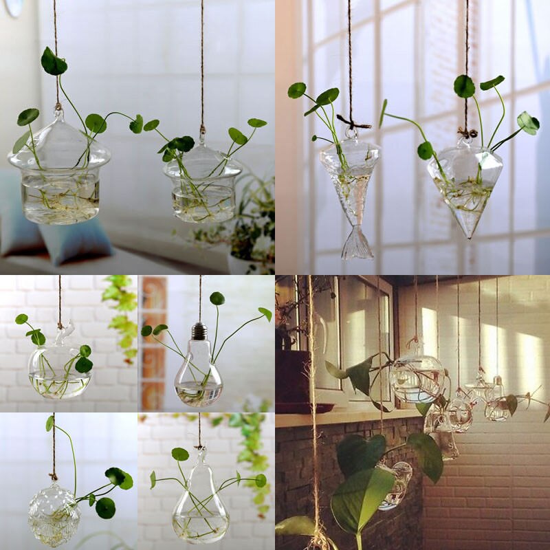 Wall Hanging Light Bulb Glass Vase Flower Plant Terrarium Container Home Decor