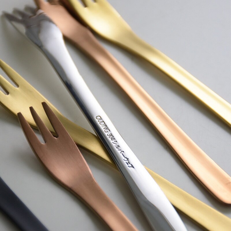 Cake Fork Stainless Steel Gold Forks For Fruit Salad Small Fork Useful Dessert Fork for Snack Dinnerware H03