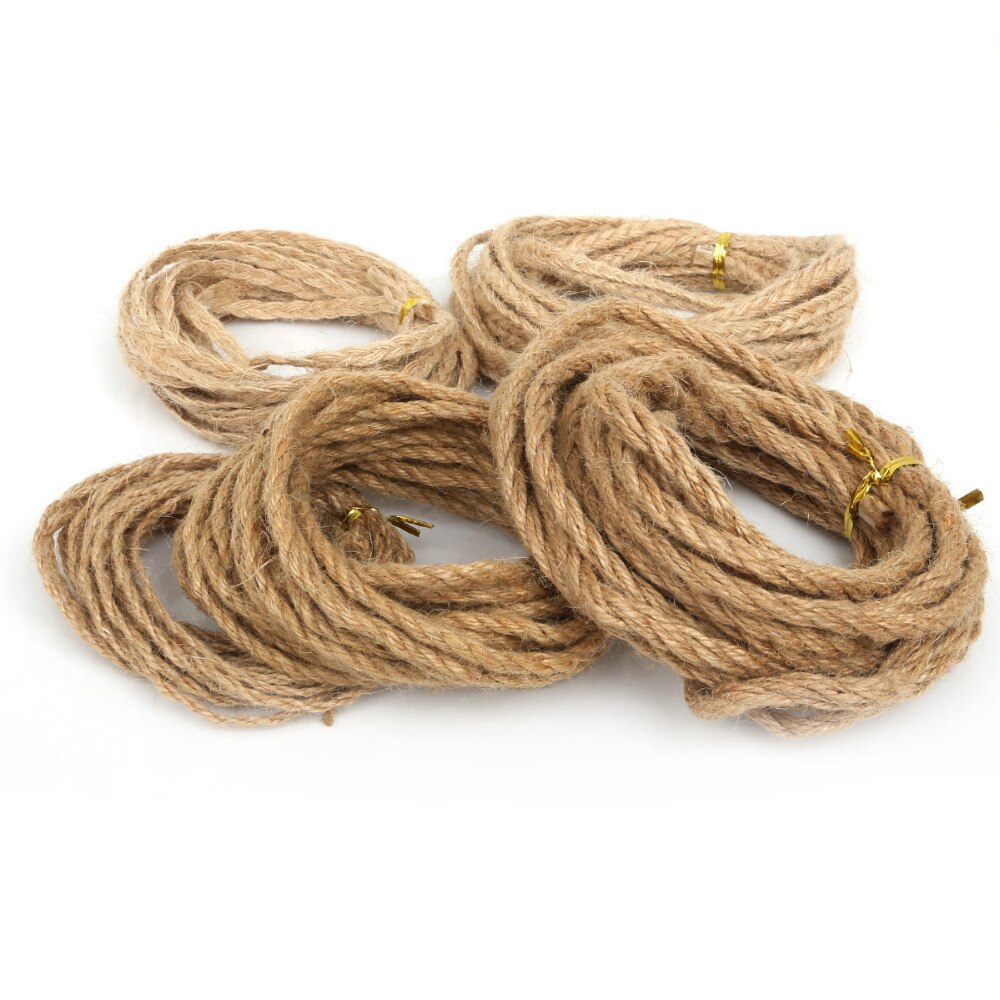 5m/ parti natur hessian jute garn reb 2/4/6mm jute bånd til diy rustik bryllup jul fest dekoration tilbehør