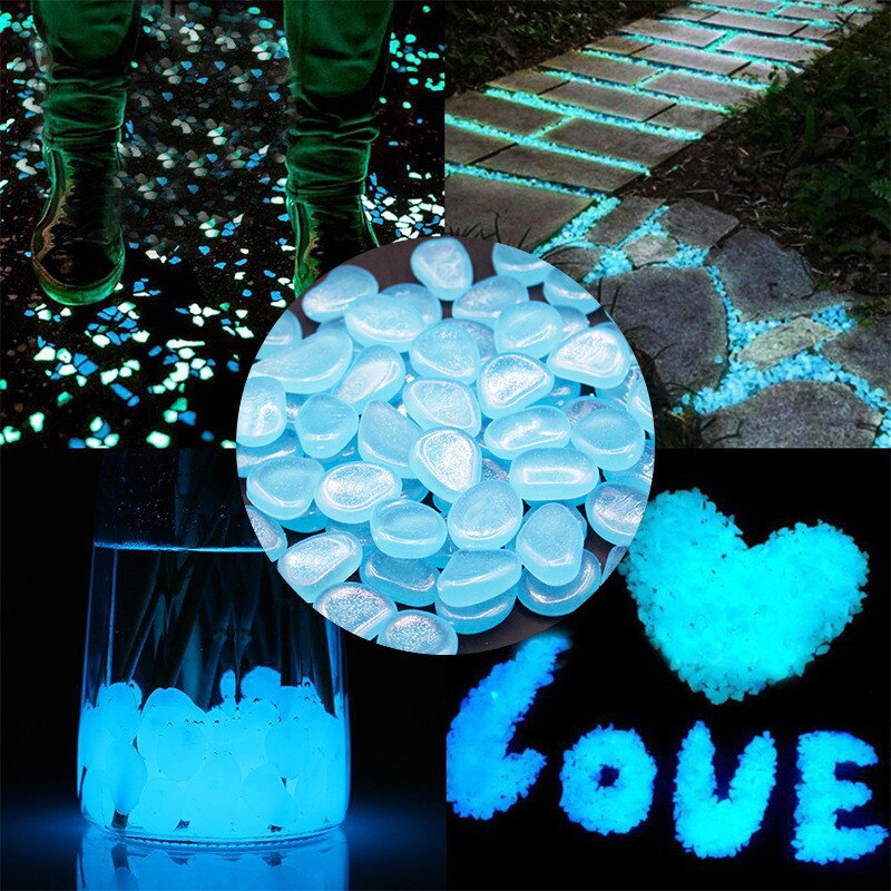 100pcs Glow Luminous Stones Glow Home Fish Tank Garden Decoration Luminous Glowing In The Dark Accessory for