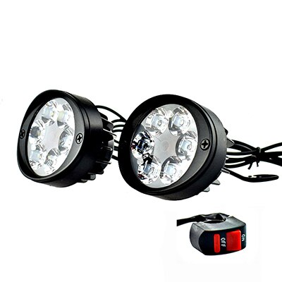 Motorcycle auxiliary Driving Headlamp Spot Work Lamp Motorbike Spotlight Headlight 12V 24w LED 3000LM Moto Side Mirror Lights: 2x-lights1switch
