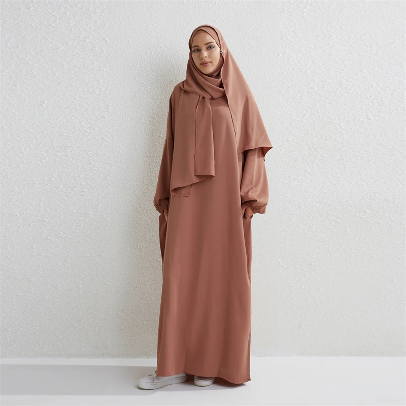 Moslim Abaya Gebed Ramadan Jurk Eendelig Smoking Mouw Smoking Mouw Vrouwen Jilbab Dubai Saudi Zwart Gewaad