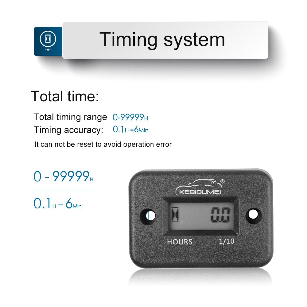 Digital Hour Meter LCD Display for Bike Motorcycle ATV Snowmobile Marine Boat Ski Dirt Gas Engine Timer